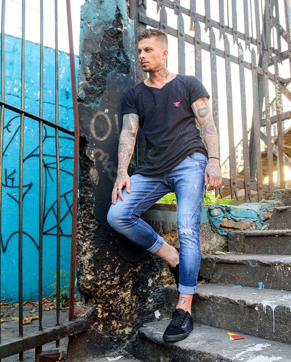 calça jeans masculina consciência