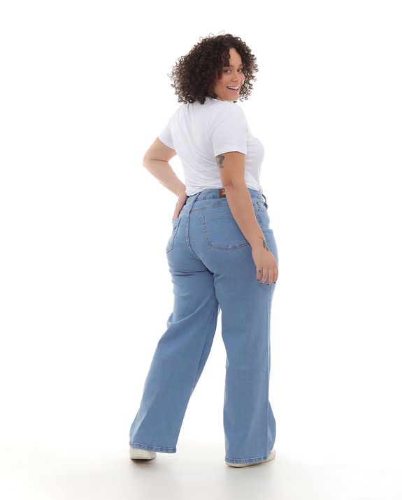 Calça Jeans Wide Leg Plus Size Feminina Cintura Alta Básica 28006 Média -  Consciencia Jeans 2020 - B2C