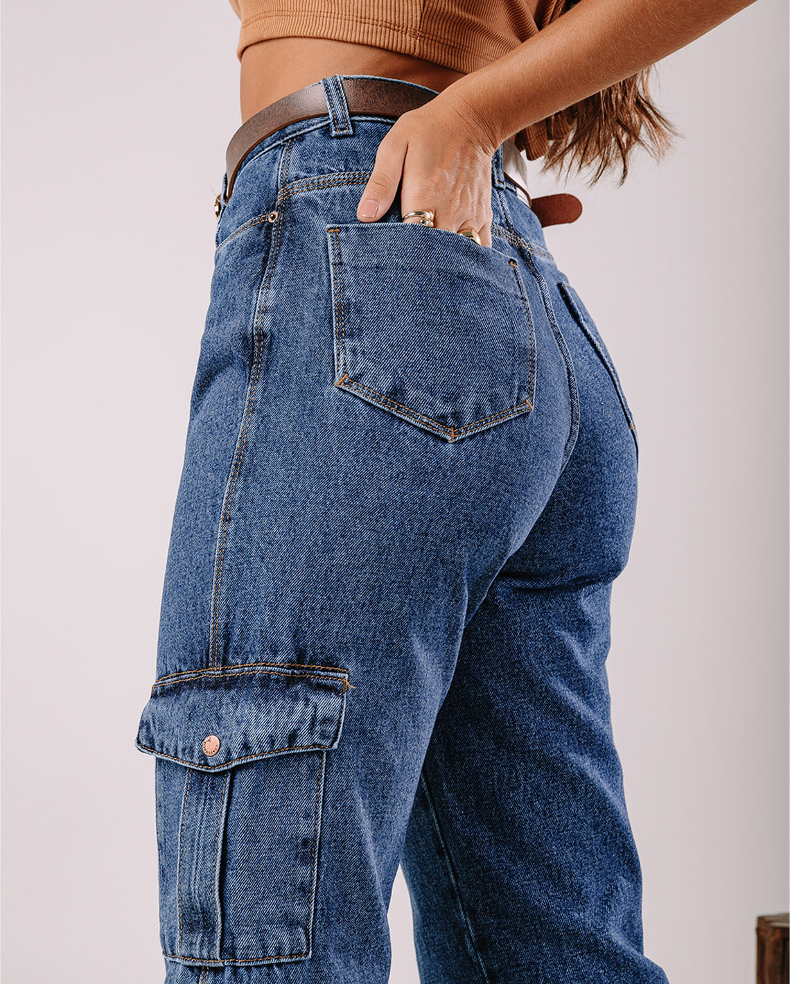 Calça comprida fashion feminina cintura alta